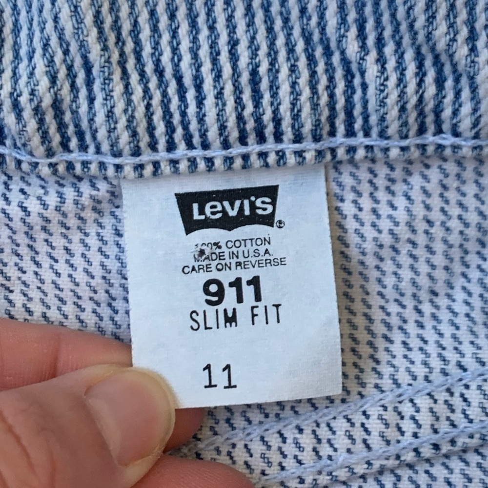 Vintage Orange Tab Levi's Denim Railroad Stripe Mini Skirt Size 9 Jr. - Picture 9 of 10